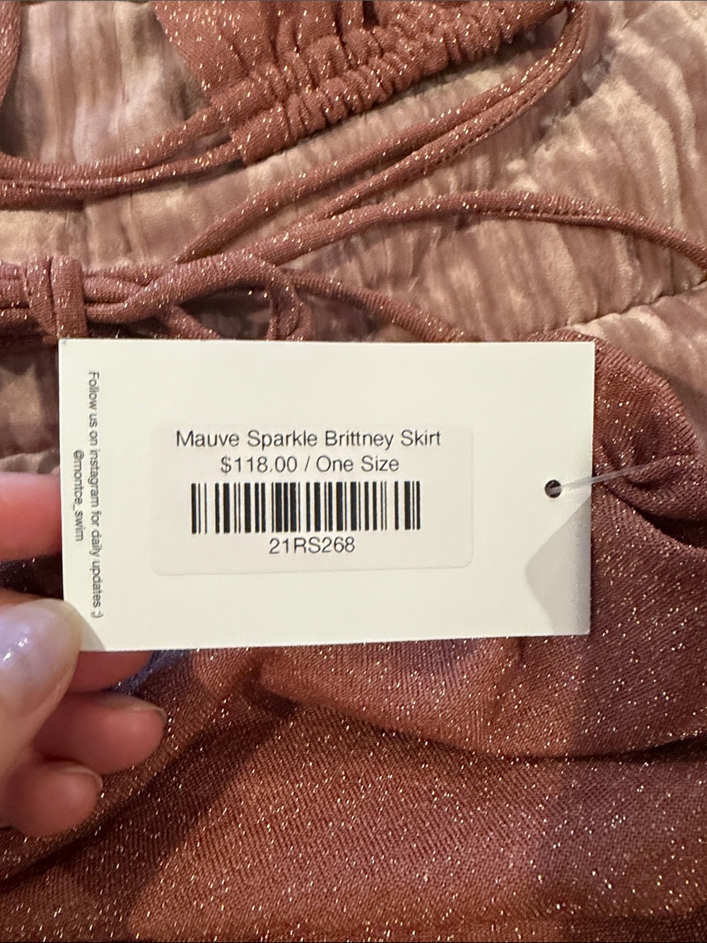 Montce mauve sparkle Brasil bikini top and Brittney coverup skirt BNWT small - Picture 2 of 5